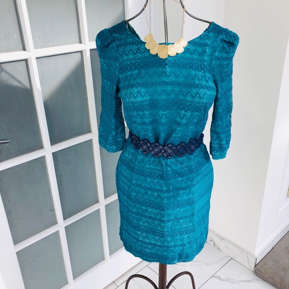 Tegan teal lace dress Sz 6 - Picture 2 of 6